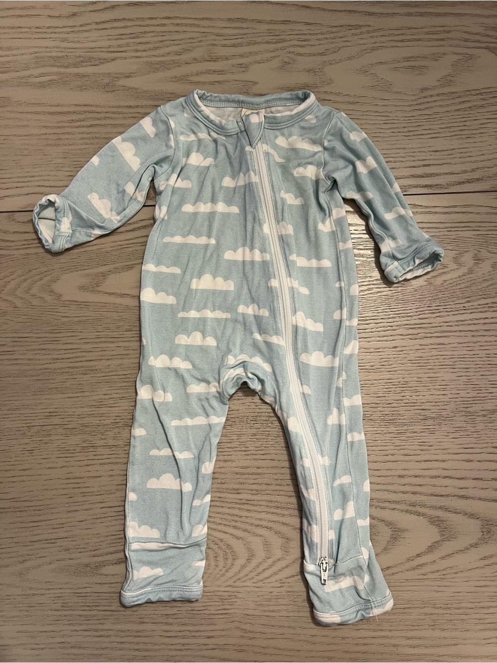 Baby Footed One-Piece Sleep Suit - Blue Cloud Print